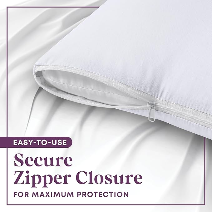 CirclesHome Pillow Protectors 4 Pack Queen Zippered - 100% Cotton Breathable Pillowcases - Protects Pillows from Dirt, Dust and Debris (Queen- Set of 4 - 20x30)