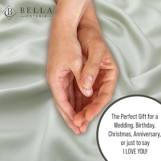 Bella Coterie Luxury Bamboo Viscose King Size Duvet Cover Set | 100% Organically Grown | Corner Ties | Ultra Soft | Cooling | Two Pillow Shams | 106 x 94 | No Insert [Sea Glass]