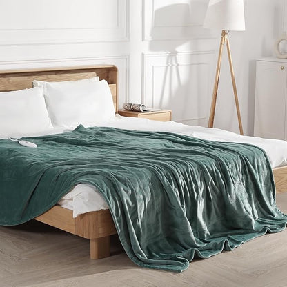 Heated Blanket Queen Size Electric Blanket 84''X90'', Ultra Soft Silky Flannel with 5 Heat Levels & 10 Hrs Timer, ETL Certified & Overheat Protection, Best Gifts for Grandma (Hunter Green)