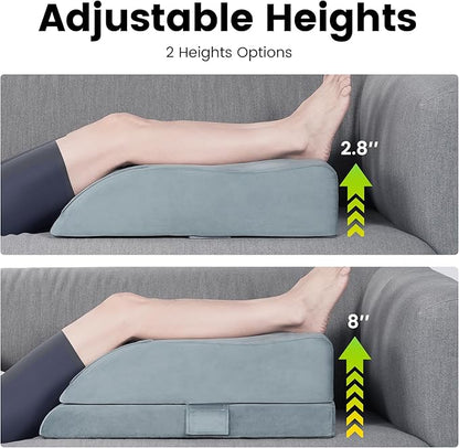 OasisSpace Adjustable Leg Elevation Pillow with Memory Foam- Leg Rest Pillow for Circulation and Elevation,Sleeping - Wedge Pillow for Legs, Back, Foot and Knee Injury with Removable Cover