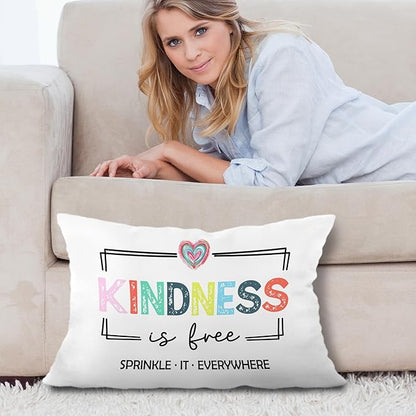 Inspirational Mental Health Wellness Pillow Covers 12x20, Kindness Gifts, Colorful Positive Motivational Decorative Lumbar Pillow Covers for Classroom Therapy Counselor Office