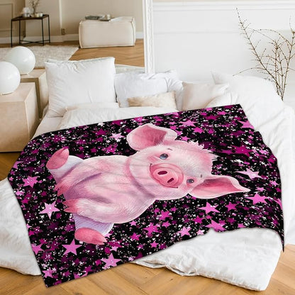 Girls Blanket Pig Blankets for Girls Teens Gifts for Pig Lovers, Cozy 60 x 50 Inches Flannel Throws for Bed Home Living Room Garden Camp