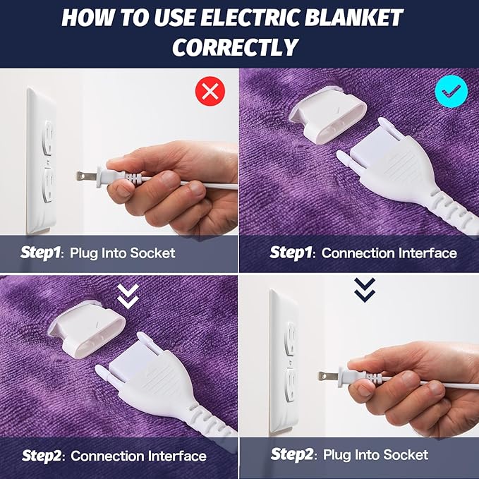 greenoak Heated Electric Blanket Throw, Faux Fur Sherpa Heating Blanket for Sofa Bed, Warm Winter Gifts for Women/Her, Heater Lap Blankets 5-Position Timer &10 Heating Levels 72''*84" Purple