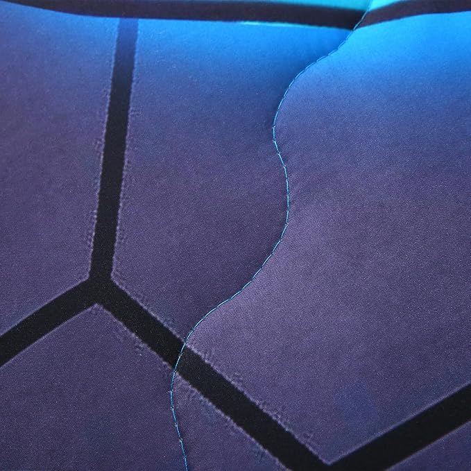 Wajade Game Console Comforter Set for Boys 7 Piece Blue 3D Gaming Geometric Bedding Sets for Kids Full Size as Birthday with Comforter, Sheet Set, Pillowcase and Sham
