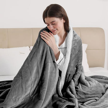 ESTINGO Electric Heated Blanket Twin Size, 62"x84" Electric Blanket with ETL & FCC Certification, Fast Electric Heating Blanket with 5 temperatures & 10 Hours Auto Off, Machine Washable, Cool Gray
