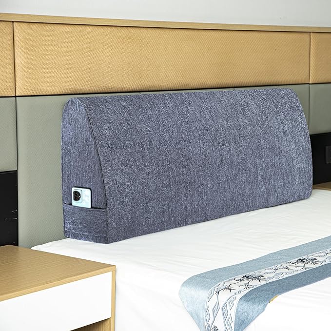 Headboard Wedge Pillow California King Headboard Pillow Memory Foam Reading Pillow Large Headboard Back Cushions for Bed Rest Dark Blue