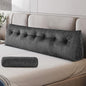 Z-hom King Size Wedge Headboard Pillow with 2 Roll Cushions, Large Reading Pillow for Bed Sitting Up, Triangular Backrest Cushion for Headboard, Supportive Pillow for Back Pain Relief, Grey