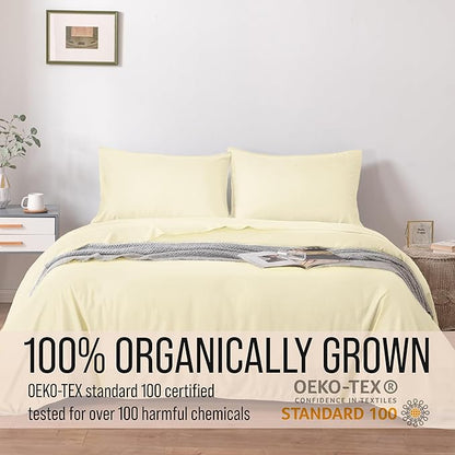 Bella Coterie Luxury Bamboo Viscose Queen Size Sheet Set | 100% Organically Grown | Ultra Soft | Cooling for Hot Sleepers | 18" Deep Pocket [Lemonade]