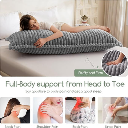 HIGOGOGO Memory Foam Body Pillow, Thickened Large Long Bed Pillow for Adults, Full Body Pillow with Removable Pillow Cover(20x54 Inch)
