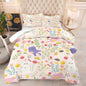 Cat Comforter Set Queen: Floral Cats Bedding Set for Teens Girls Kids Women Adults Pink Purple Cartoon Kawaii Kitten Flower Quilt Bed Sets 1 Comforter & 2 Pillowcases