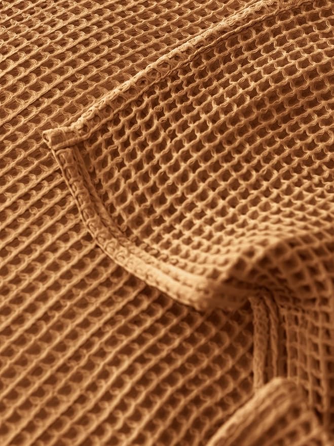 Premium Waffle Blanket Queen Size Caramel - Premium Quality, 100% Turkish Cotton, Light and Airy Waffle Weave All-Season Quilt - Lux Decorative Bedspread (Caramel, Queen 91" x 95" Inch)