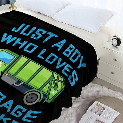 Boy Who Loves Garbage Trucks Blanket Soft Blankets and Throws Flannel Cozy Lightweight Quilt Gift Perfect for Bed Sofa Couch-120 x90 Extra Large for Family