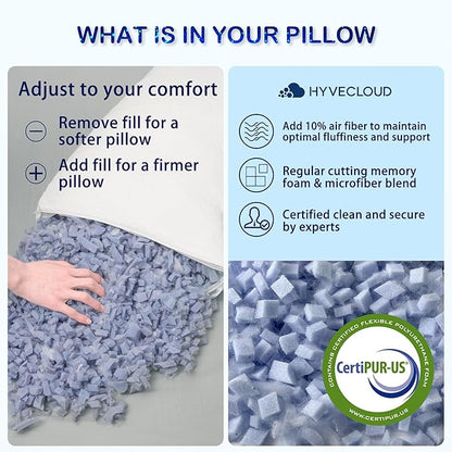 Shredded Memory Foam Pillows for Deep Sleep Bed Pillow forNeck Support with Removable & Washable Cover, Cooling Pillow for Neck PainRelief Pillow for Shoulder & Back & Side Support