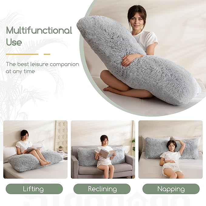 HIGOGOGO Body Pillow for Adults Extra Long Full Body Pillow with Removable Cover and Memory Foam Filling, for Side Sleepers and Pregnancy, Soft Support Pillow, Machine Washable (20x54 Inch)