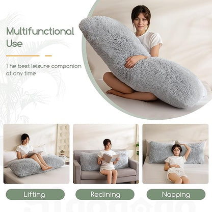 HIGOGOGO Body Pillow for Adults Extra Long Full Body Pillow with Removable Cover and Memory Foam Filling, for Side Sleepers and Pregnancy, Soft Support Pillow, Machine Washable (20x54 Inch)