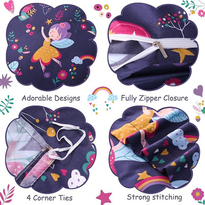 JSD Fairy Floral Kids Duvet Cover Set Full Size, 3 Piece Girls Printed Microfiber Comforter Cover with Pillow Shams Zipper Closure, Comforter Not Included