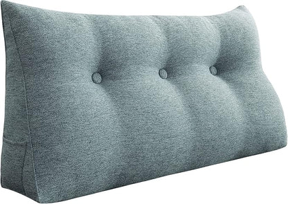 8 lbs Thickened Twin Headboard Pillow Wedge College Dorm Bed Pillow for Backrest Reading Triangular Pillow with Side Pocket for Sitting in Bed, Dorm Bedding Essentials for Girls & Boys Gray