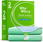 WhyWorry Washable Bed Pads for Adult Incontinence, 34" x 36" (Pack of 2) Washable Pee Pads for Bed Wetting, Heavy Absorbency Reusable Underpads for Elderly & Kids, Waterproof Mattress Protector, Green