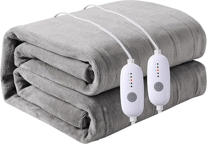 Electric Mattress Pad King Size 78"x80" with 10 Hours Auto Off 5 Heat Setting Dual Controller Fit Up to 15 Inch Deep Pocket, Machine Washable - Gray