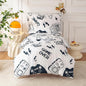 SDIII 4 Piece Gamer Toddler Bedding Set, Soft Microfiber Gaming Toddler Bedding Sets for Boys with Comforter, Fitted Sheet, Flat Sheet and Pillowcase