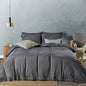 JELLYMONI Cotton Duvet Cover King Size - Black Comforter Cover with Button 100% Washed Cotton 3PCS Breathable Soft Solid Bedding Set Duvet Cover 104×90in & 2 Pillowcases (NO Comforter)