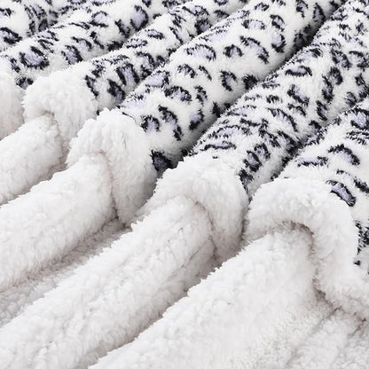 Electric Heated Blanket Full Size 72"×84" with 6 Heating Levels & 10Hs Auto Off, Heating Blanket Double Sided Plush Sherpa, Fast Heating, Machine Washable for Christmas Gift Leopard Print Blue & White