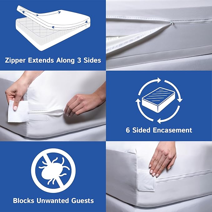 Split King Mattress Encasement 39" x 80" (2PCs) - Waterproof Zippered Protector Hypoallergenic Premium Quality Bed Cover