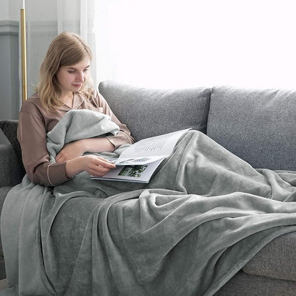 IR Imperial Rooms Fleece Blanket Twin Size 60 x 80 Inches - Super Soft Fluffy Light Grey Throw Blanket for Sofa and Bed - Warm and Cozy Lightweight 400 GSM Microfiber Bed Throws Blankets