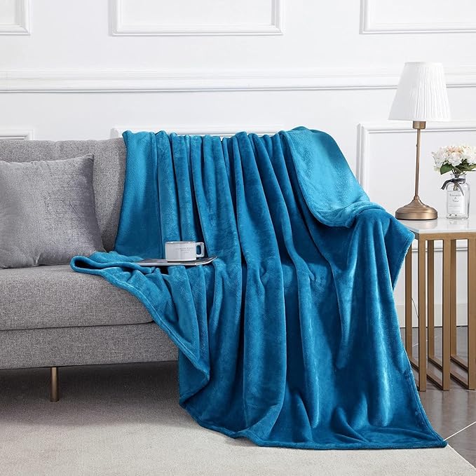 IR Imperial Rooms Fleece Blankets Queen Size 90x90 Inches- 8 Pack - Super Soft Fluffy Throw Blanket for Sofa and Bed - Warm and Cozy Lightweight 400 GSM Microfiber Bed Throws Blankets (Queen, Teal)