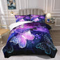 Butterfly Comforter for Girls Teen, 3D Printed Novel Bedding Set Queen Size, Cute Animals Pattern Purple Comforter Set Soft Breathable Microfiber Quilt for All Season 3Pcs with Pillowcases