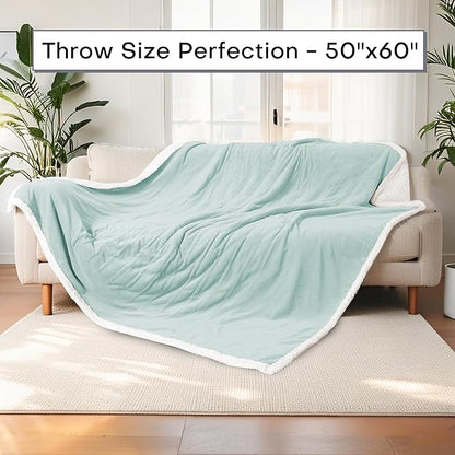 Electric Heated Blanket Throw Size 50"x60" - Dual-Sided with Microplush & Sherpa Fabric, 4 Heat Settings & 3 Hours Auto Off, Machine Washable - Spring Green