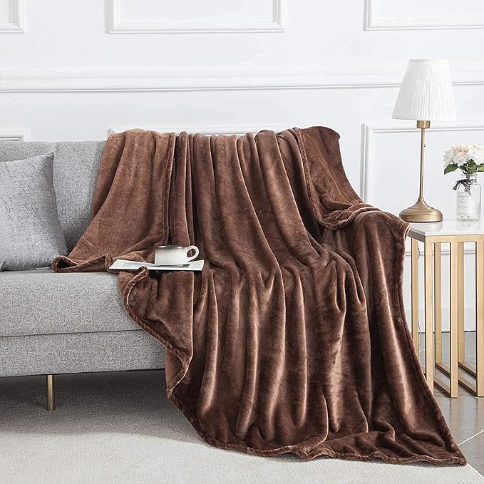 IR Imperial Rooms Fleece Blanket Twin Size 60 x 80 Inches - Super Soft Fluffy Throw Blanket for Sofa and Bed - Warm and Cozy Lightweight 400 GSM Microfiber Bed Throws Blankets (Twin, Coffee)