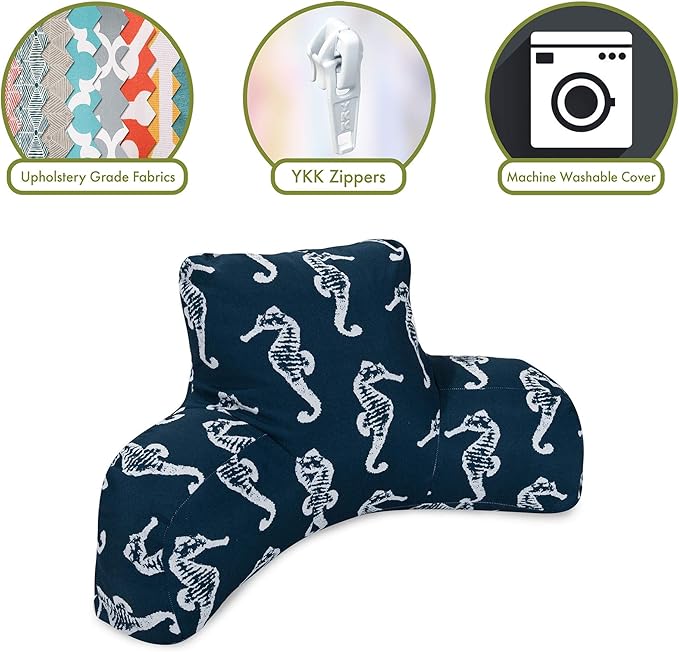 Majestic Home Goods Sea Horse Reading Pillow, Navy
