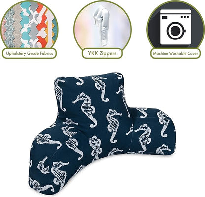 Majestic Home Goods Sea Horse Reading Pillow, Navy