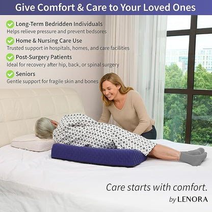 Lenora Bed Sore Pillow Set, Positioning Wedge Pillow with Extra Auxiliary Pillow, Bed Sore Cushion with Non-Skid Fabric, Prevent BedSores, Provide Comfort for Bedridden Patients, Dark Slate Blue