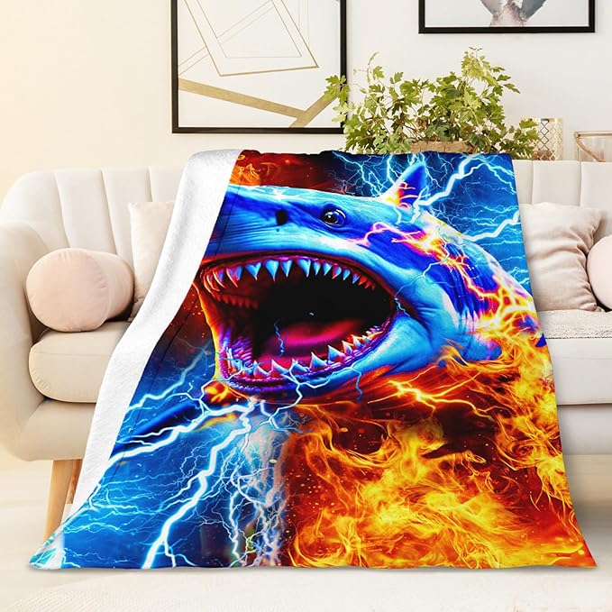 Boys Blanket for Kids Shark Lovers Cool Throw Blankets Gift, 50x60 Inches Cozy Soft Decor Throw for Sofa Chair Bed Office