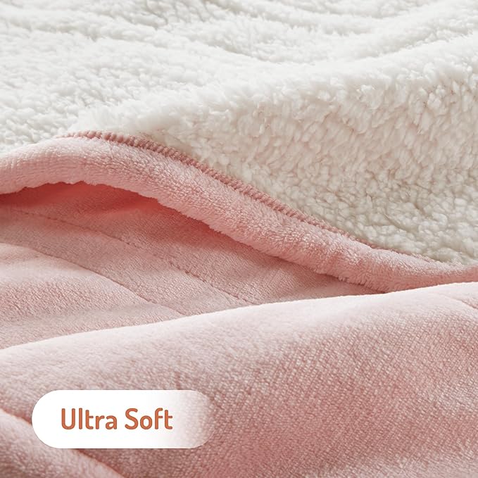 Degrees of Comfor Pink Heated Throw Blanket - Soft Flannel Electric Throws with 6 Heat Settings and 4-Hour Auto Shut-Off - Warm Gifts for Women - Blush, 50x60'' - ETL Certified