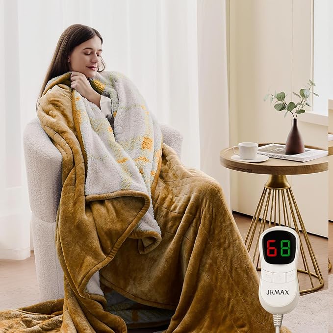 Heated Electric Blanket Queen Size - 84"x90" Flannel Heating Blanket with 10 Heating Levels & 5 Time Settings Over-Heat Protection, Winter Warmer for Adults with ETL Certification（Ivory）