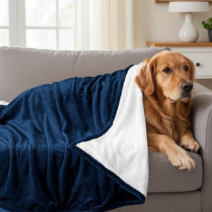 Utopia Bedding Sherpa Blanket Twin Size (Navy, 60x80 Inches) - Soft Lightweight Plush Fleece Reversible Winter Blanket for Bed, Sofa, Couch, Camping and Travel