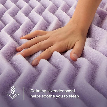 LUCID Lavender Infused 2 Inch Memory Foam Mattress Topper with 5 Zones – California King Size – Plush Feel – CertiPUR Certified – Dorm Room Essentials