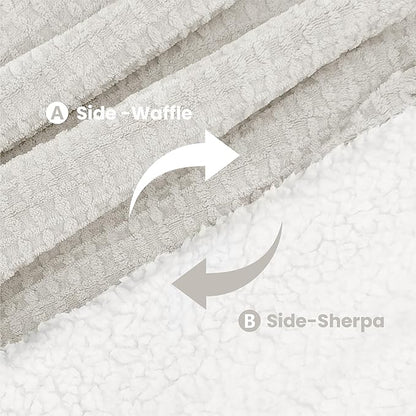 Heated Blanket Electric Throw Waffle, 50x60 Inches Sherpa Fleece Fast Heating Blanket 6 Heating Levels & 4 Hours Auto Off ETL Certification,Beige Throw