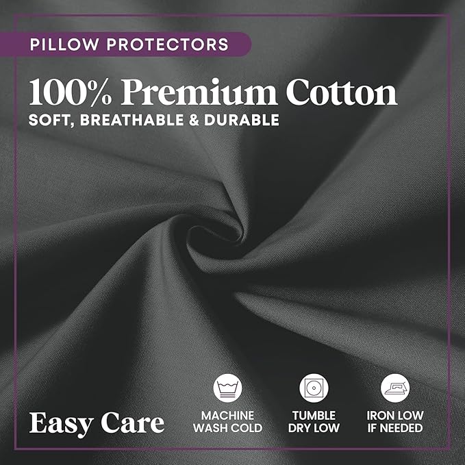 CirclesHome Wedge Pillow Cover 100% Cotton, Zippered Wedge Pillow Case Protector, Soft, Hypoallergenic & Breathable -Dark Grey, (25Wx26Lx10)