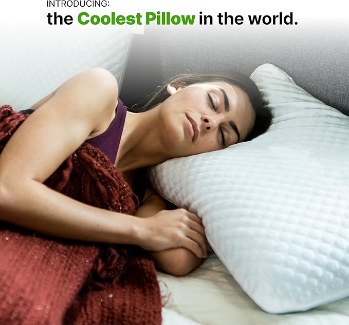 GhostBed Medium Firm Cooling Memory Foam Pillows - Queen Size Set of 2, Ventilated with Washable Cover - Ideal Bed Pillows for Stomach, Back, and Side Sleepers - Premium Cooling Pillows 2 Pack
