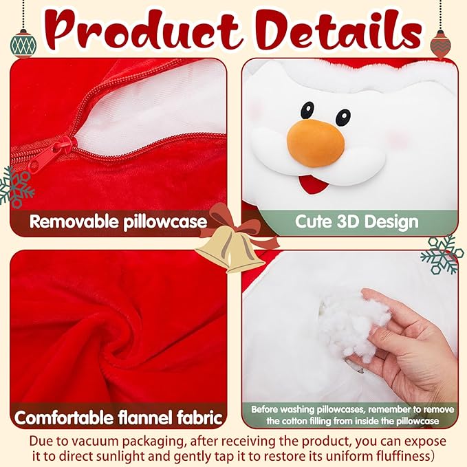 Breling Christmas Reading Pillows Santa Claus Pillow Gifts for Bed Sitting up, 30" x 19.7" Large Backrest Cushion with Arms Back Support for Reading Rest Sit up on Couch Sofa Floor