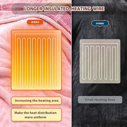 Heated Electric Blanket Queen Size - 84"x90" Flannel Heating Blanket with 10 Heating Levels & 5 Time Settings Over-Heat Protection, Winter Warmer for Adults with ETL Certification（Pink）