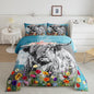 Feelyou Highland Cow Comforter Set Bull Cattle Floral Print Comforter for Kids Girls Teens Decor Cute Animal Wildlife Farmhouse Bedding Set Teal Grey Quilt Set with 1 Pillowcase 2Pcs Bedding Twin