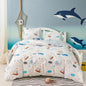 Simple&Opulence 100% Organic Cotton Duvet Cover for Kids Teens, 3 Pieces Soft Comforter Cover with Zipper Closure Cool Boy Girl Sea Sailboat Ocean Bedding Set - Whale, Twin