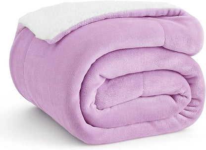 Bedsure GentleSoft Sherpa Fleece Throw Blanket Twin Size for Couch - Thick and Warm Throw for Girls and Women, Soft Fuzzy Plush Twin Blanket for Winter, Lilac, 60x80 Inches