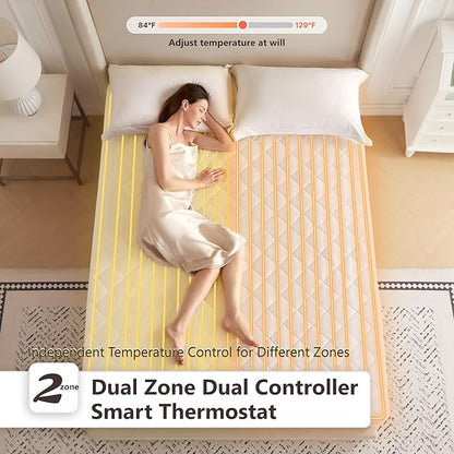 Wapaneus Heated Mattress Pad King Size 10 Heat Settings & Dual Control with 1-12 Hours Timer Auto Off,Deep Pocket Fits up to 18",Microfiber Bed Warmer,ETL Listed Machine Washable,78"x80"