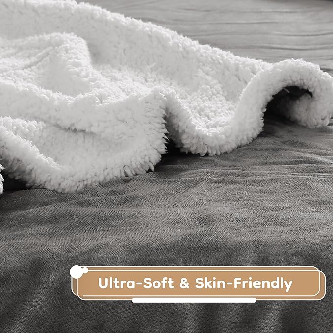 Electric Heated Blanket Twin Size - 62"x84", Soft Flannel Heating Blanket, 10 Heating Levels, 1-12 H Auto Shut Off, Breathable Warm and Washable for Bed, Light Grey